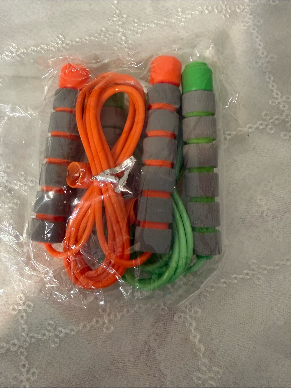 Foam Handle Jump Ropes in Orange & Green - Set of 2